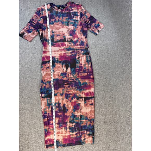 Nina Parker Midi Dress Mesh Abstract Form Fitting Multicolor Size 1X - Picture 9 of 11